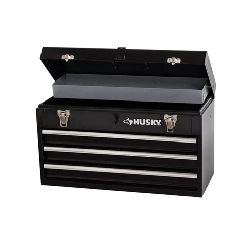 husky 20 in. 3-drawer metal portable tool box with tray|husky 3 drawer tool chest.